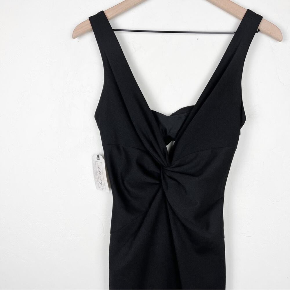 Katie May BHLDN Eva Damaris Twist Front Midi Sheath Cocktail Dress Black - Picture 7 of 15